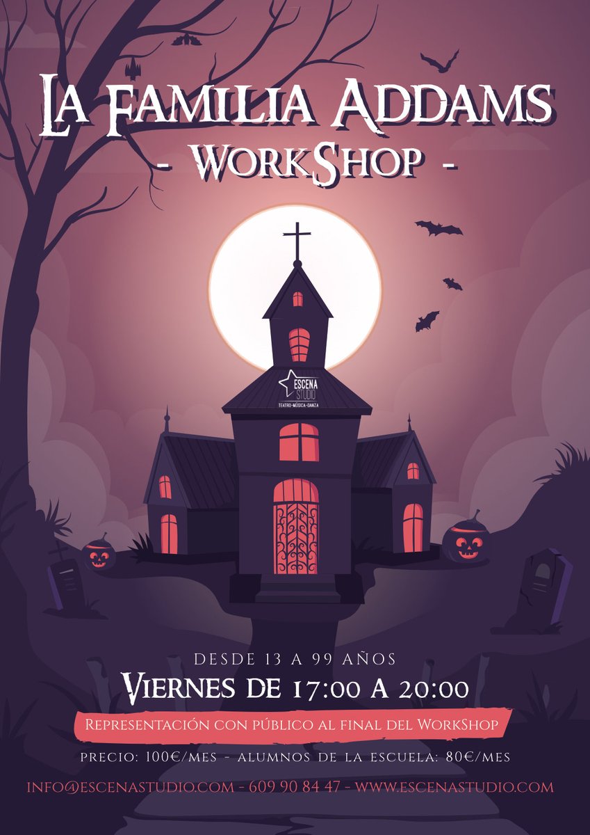 EscenaStudio's tweet photo. Os esperamos todos los viernes en nuestro WorkShop del musical "La Familia Addams"
RESERVA TU PLAZA:
🎭 Desde el 21 de octubre
📅 Viernes, 17:00 a 20:00
💯 De 13 a 99 años
💶 100€/mes
☎️ Teléfono y WhatsApp: 609 90 84 47
📧 info@escenastudio.com
#teatromusical #escueladeteatro https://t.co/Ly08hkGZkM