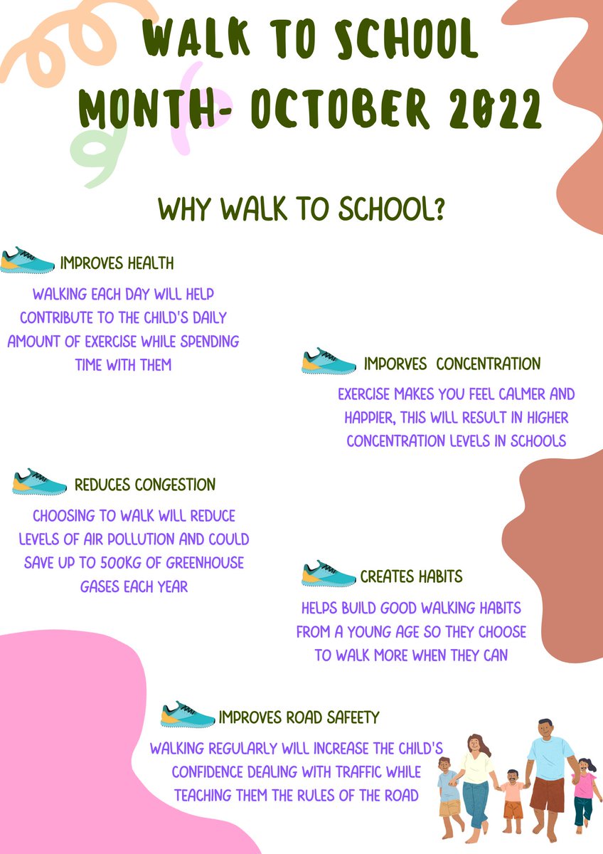 October is #InternationalWalkToSchoolMonth! Walking is a fun, alternative form of transport for our kids and families. Not only does walking to school benefit the planet but it also has health benefits for your child, as seen below. #walktoschoolstories