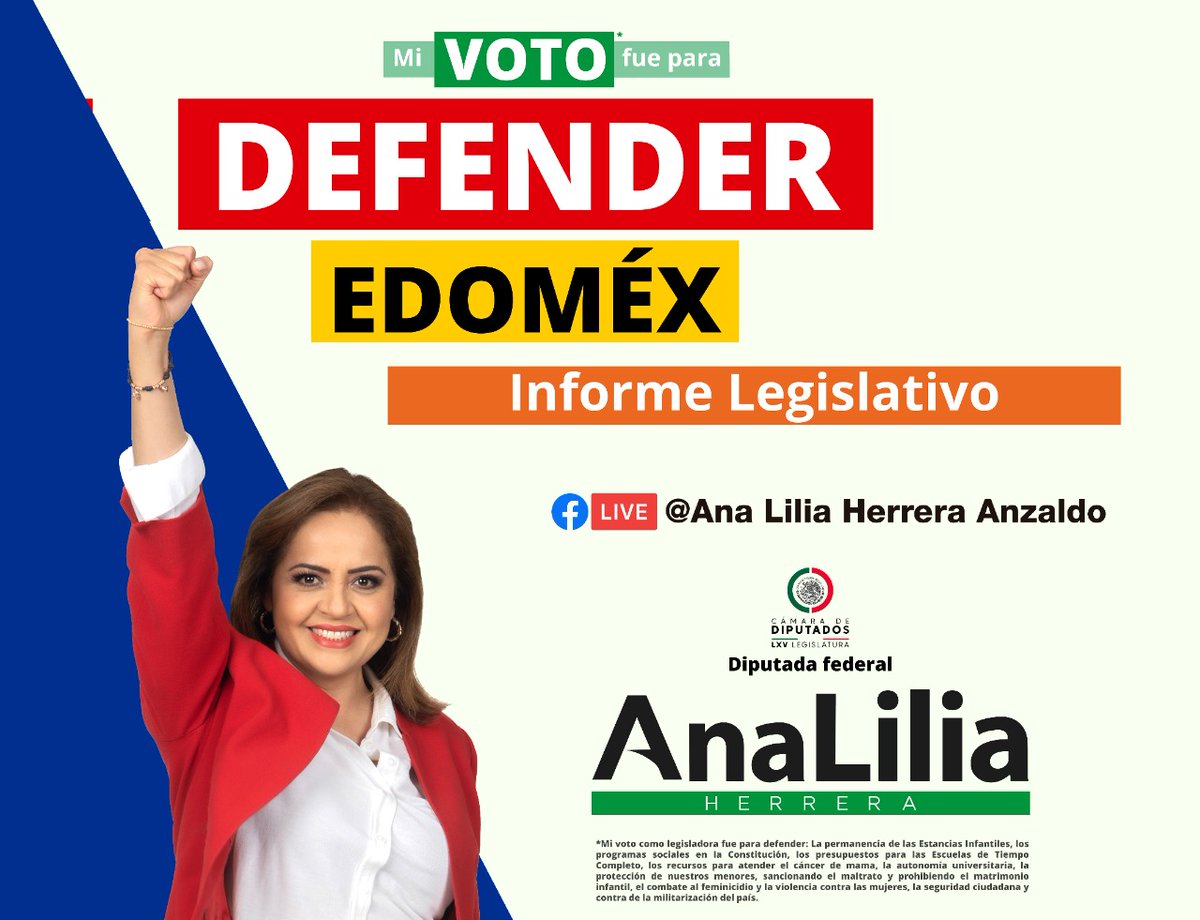 AnaLiliaHerrera's tweet image. Acompáñenme HOY, a las 18:00 horas, en la transmisión de mi Informe Legislativo, por #FacebookLive:
facebook.com/Ana.Lilia.Herr…

¡Ahí nos vemos!