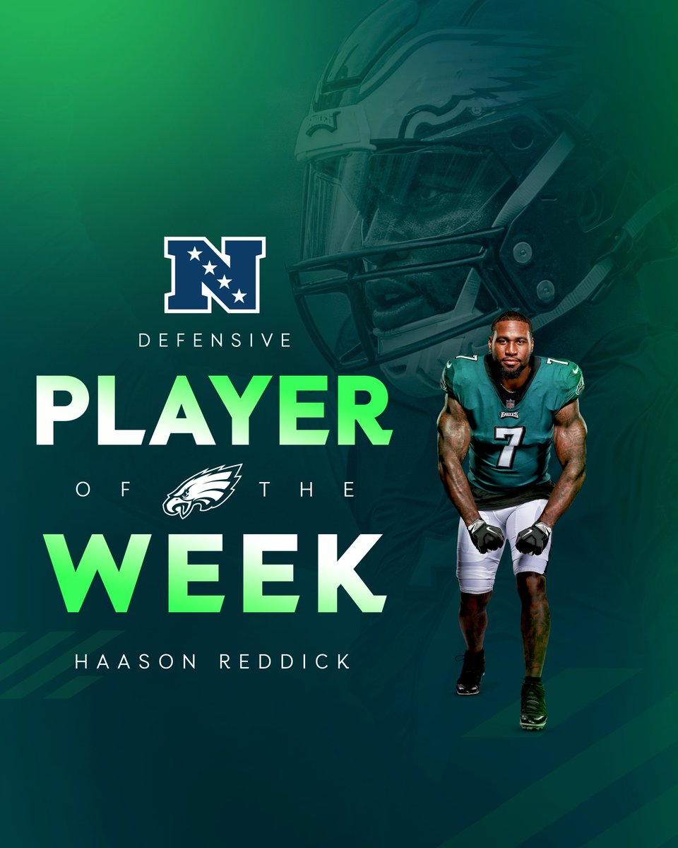 Congratulations to <a href="/Haason7Reddick/">Haason 7 Reddick</a>, named NFC Defensive Player of the Week!

#FlyEaglesFly
