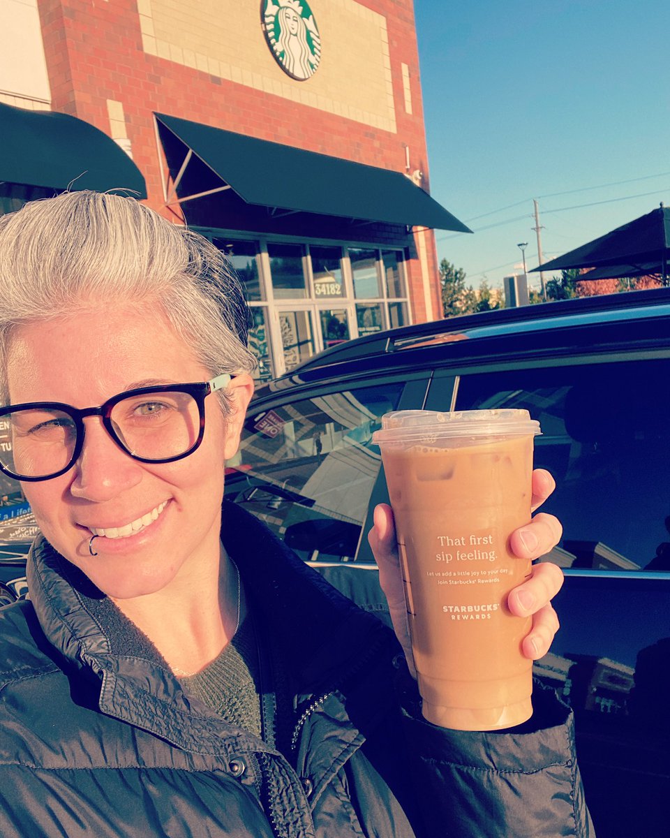 Yay! <a href="/Starbucks/">Starbucks</a> you rule! Thanks for the birthday 🎉 drink. Note to self: taking a selfie while the sun IS BURNING YOUR EYES OUT does not good pic make. ☀️👀☕️
#hangryvegan #starbucksdrinks #coffee #coffeeaddict #birthdaygirl