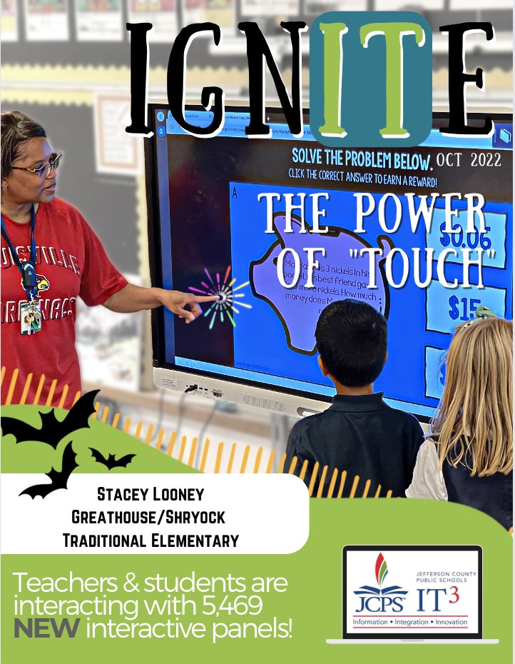 JCPSDigIn's tweet photo. 🎃Are you ready to IGNITE a #DigitalTransformation in your @JCPSKY classroom? 🔥

🎃The October issue is out featuring @GreathouseElem! 
 🔊
👻Don't be AFRAID of your interactive panel, the innovation team of @JCPS_IT3! 

https://t.co/SjK8nOWdy7
 #JCPSDigIn #WeAreJCPS https://t.co/y5EwG7eT4p