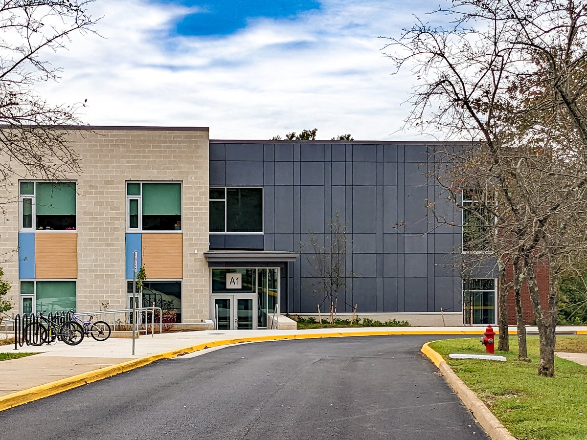 Crozet Elementary School in Crozet Virginia using #Cembrit Patina P070 Flint high density #fibercement. Visit our site for additional product information &amp; to order free material samples.

#americanfibercement #facade #rainscreen #panels #cladding