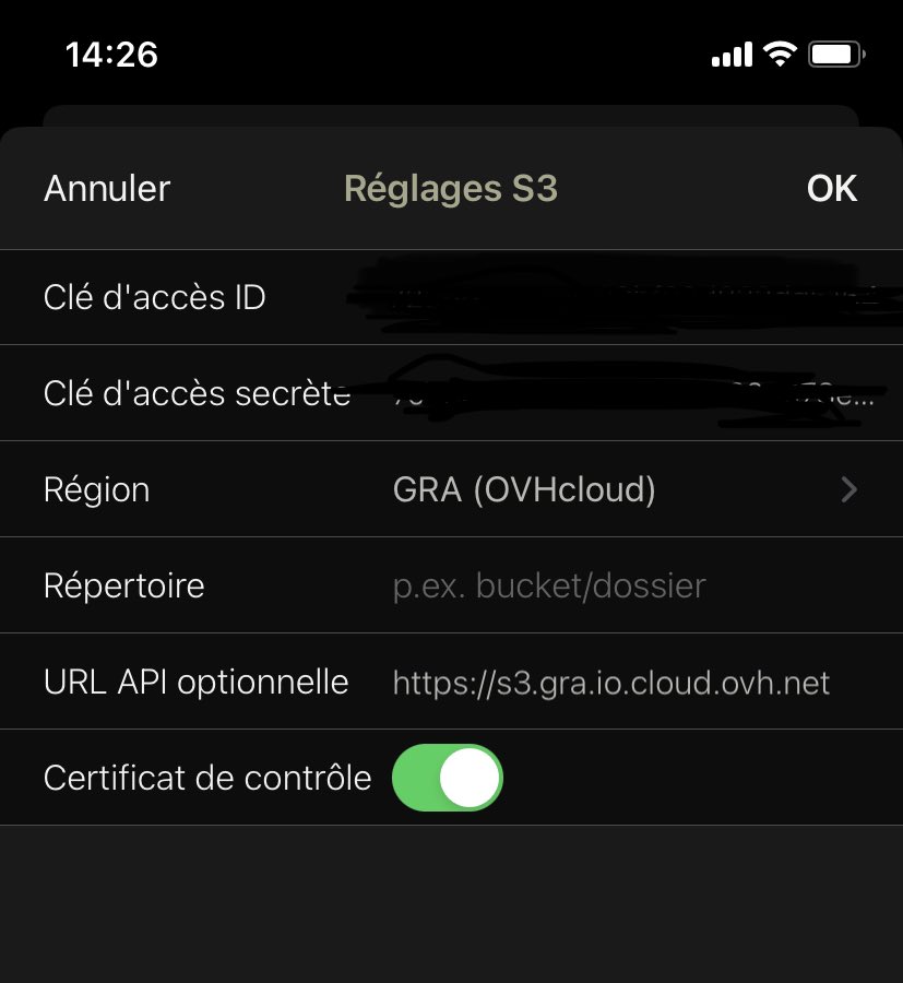 damienatovh's tweet image. Thanks to @photosync_app that just added @OVHcloud GRA region in the list of s3 available backends. This let everybody use the new s3 high speed backend. It’s always good to secure smartphones photos in Europe datacenters.