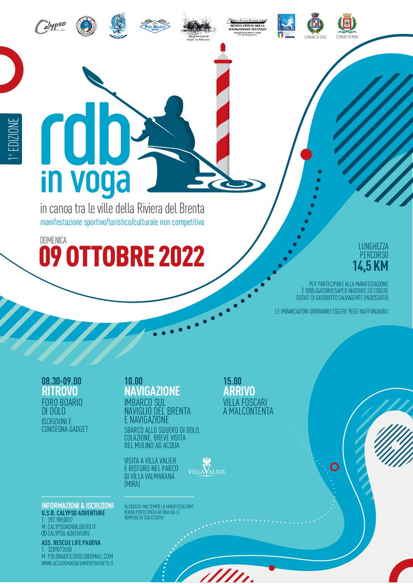 Manifestazione “Riviera del Brenta in voga”. In voga per scoprire le meraviglie della #RivieradelBrenta

Domenica 9 ottobre a #Dolo 

#kayak, #canottaggio, #sup e #voga

Leggi tutto tinyurl.com/2pdndkes