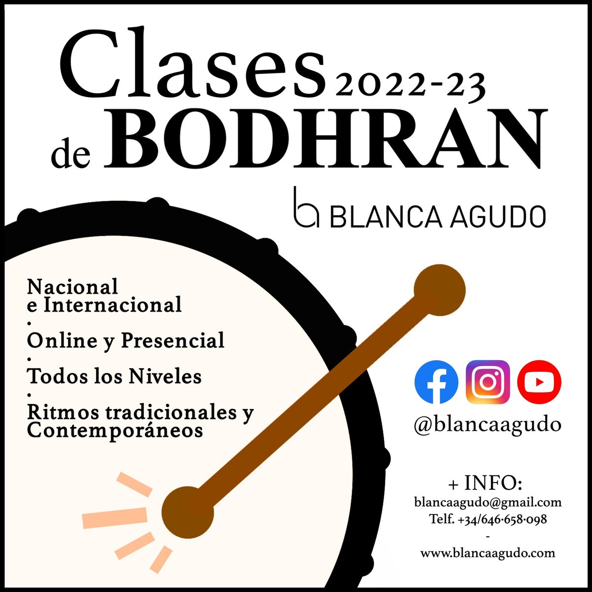¡Comenzamos curso! Aprende a tocar el #bodhran, perfeccionar tu técnica o darle rienda suelta a su versatilidad. Con más de 12 años de experiencia impartiendo clases, te ayudaré a desenvolverte, a tocar con confianza y encontrar tu estilo ¡No dudes en compartir! Más info ⬇️