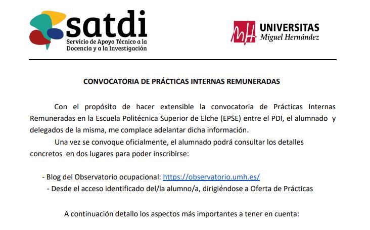 ¡Nueva oferta de #prácticas internas! En esta ocasión, dirigida al estudiantado de los Grados en #Electrónica y Automática #Industrial, Tecnologías de #Telecomunicación e Ingeniería #Eléctrica 📡🔋🔌🔦💡🖥️🏭¡Una oportunidad única! bit.ly/3SztOTc