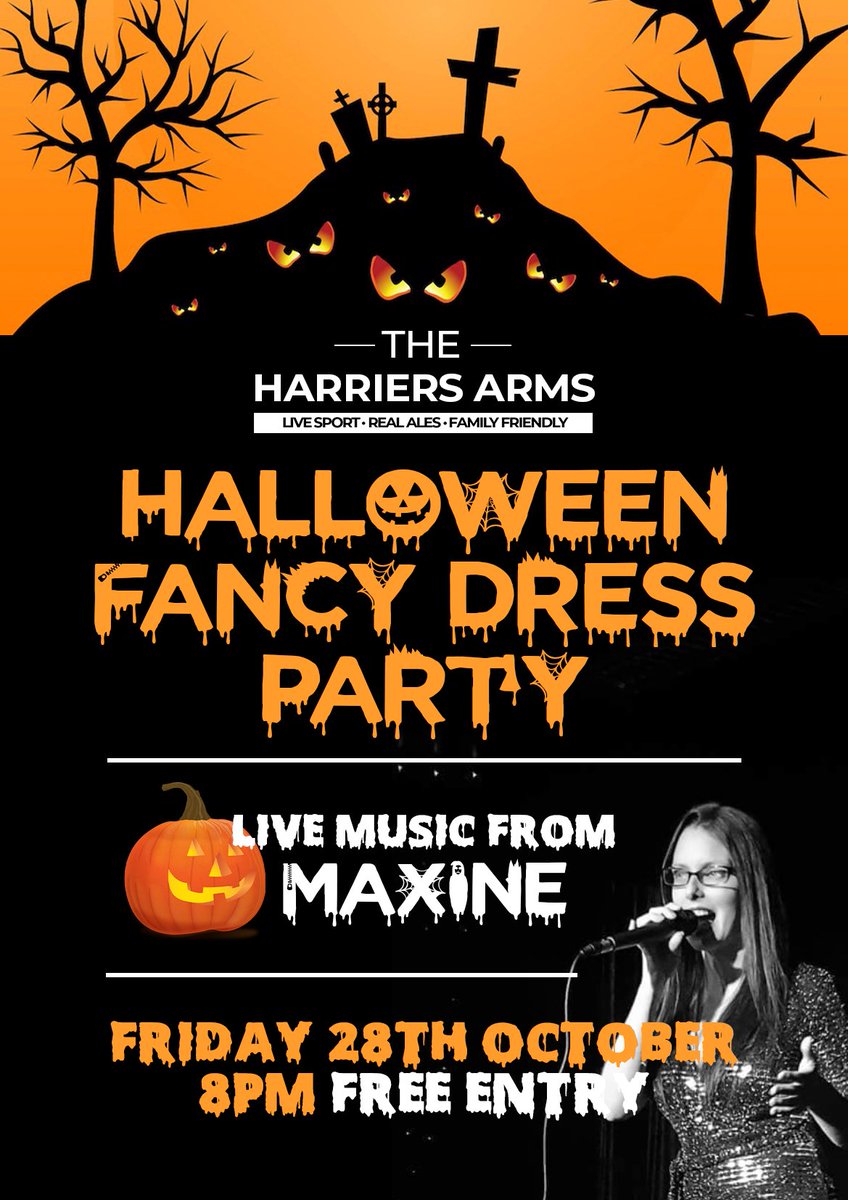 harriersarms_'s tweet photo. 🎃 𝐇𝐚𝐥𝐥𝐨𝐰𝐞𝐞𝐧 𝐅𝐚𝐧𝐜𝐲 𝐃𝐫𝐞𝐬𝐬 𝐏𝐚𝐫𝐭𝐲 🎃

Join us on Friday 28th October, entry is free! 👻

#HarriersArms https://t.co/fc0o0LSsbR