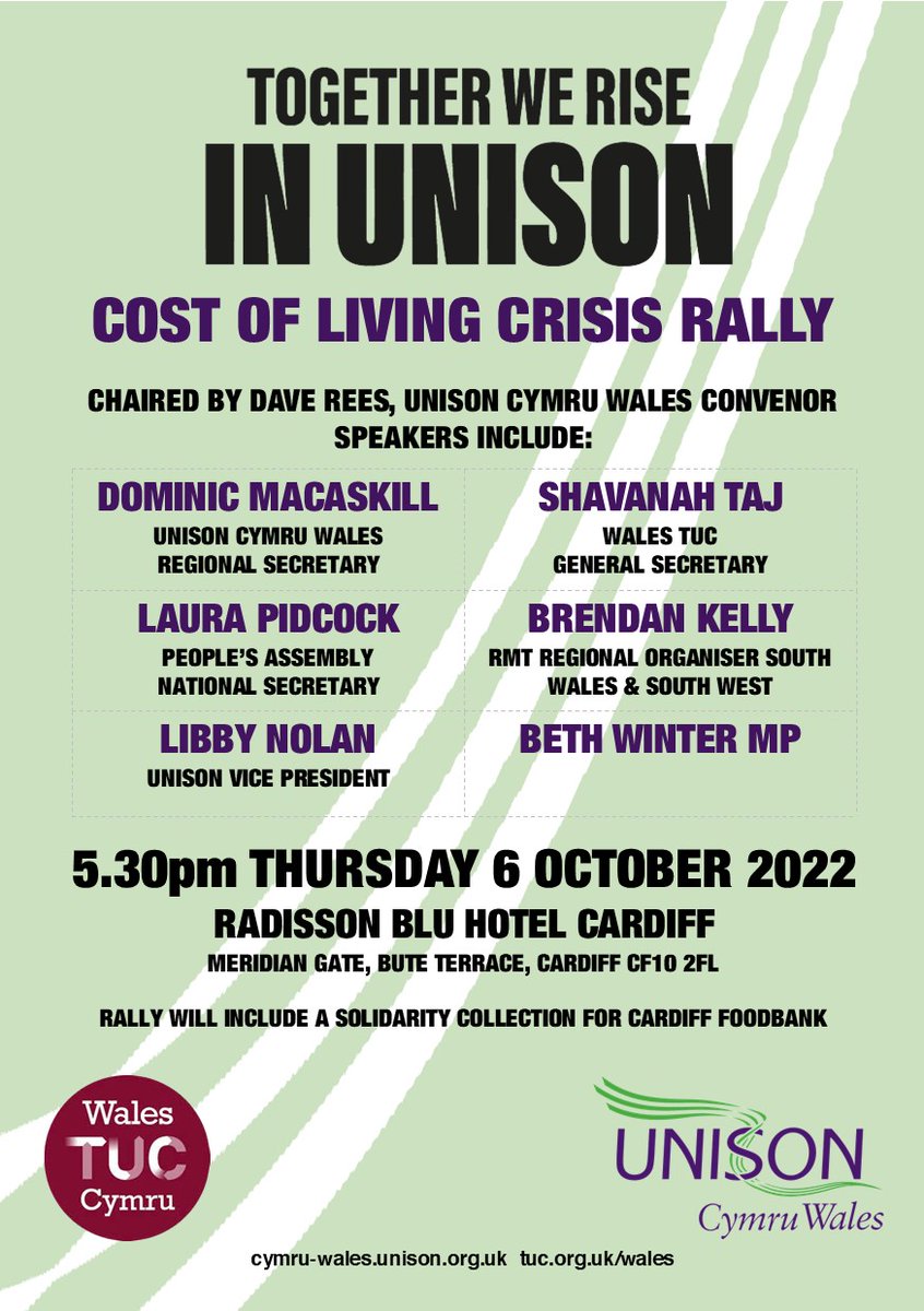 UNISON Cymru/Wales (@unisonwales) on Twitter photo Heart-breaking interview from <a href="/shavtaj/">Shavanah Taj</a> of <a href="/walestuc/">TUC Cymru</a> into the devastating realities of the #CostOfLivingCrisis.
Join us for our rally against the crisis tomorrow from 5:30pm at <a href="/RadissonBLUCF/">Radisson Blu Hotel Cardiff</a> Heart-breaking interview from <a href="/shavtaj/">Shavanah Taj</a> of <a href="/walestuc/">TUC Cymru</a> into the devastating realities of the #CostOfLivingCrisis.
Join us for our rally against the crisis tomorrow from 5:30pm at <a href="/RadissonBLUCF/">Radisson Blu Hotel Cardiff</a>