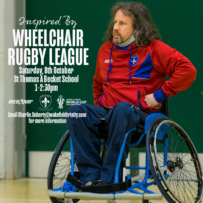 WTrinityRL's tweet photo. ♿️ | We will be holding a Wheelchair taster session on Saturday, 8th October in partnership with 
@TheRFL's #InspiredBy #ThreeLionsWeek 🏴󠁧󠁢󠁥󠁮󠁧󠁿

Come and get involved! 🤩

Sign up 📝 https://t.co/lAERH2e7n9 https://t.co/HpQFWScpYR