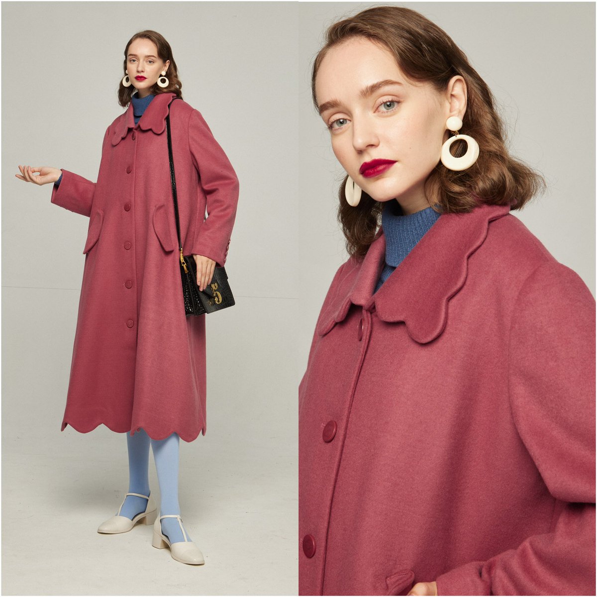 ベッドでクッキーを食べないで》 ・スカラップデザインの襟元と裾が