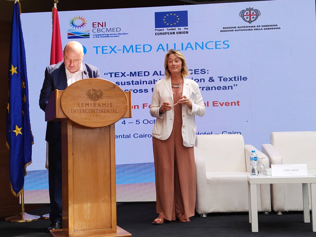 TexMedAlliances's tweet photo. The final conference of the @TexMedAlliances project closed with the ratification of the 4⃣initiatives developed to promote the circular economy, internationalization, and innovation in the textile and fashion sector of the Mediterranean basin
#GOMED @ENICBCMed #FinalEventCairo https://t.co/I6vNYdkzvY