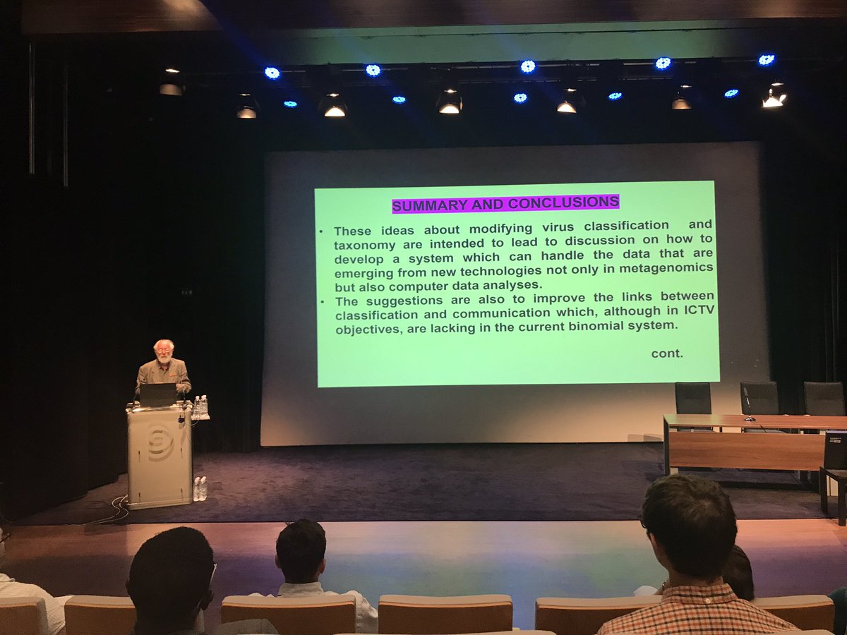 Mregule's tweet photo. Roger Hull, yes, Roger Hull, challenging plant virologists on taxonomy of metagenomic viruses @AABVirology https://t.co/wNgnpxgBz2
