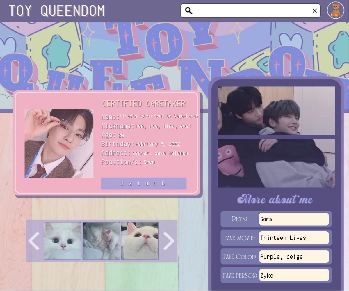 ㅤㅤ

           🎐CLING, CLING, CLING🎐
        
               👶 I am Hiraeth Evren Soul De Vega-Laude, one of the Caretakers at <a href="/TOY_QNDM/">TOY QUEENDOM</a> and is now ready to share happiness through little things! ✨

           See you soon, dear stuffy! 🧸

ㅤ