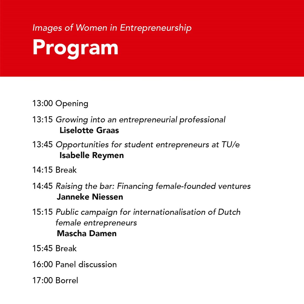 Join the symposium Women in Entrepreneurship of the @TUeindhoven next Monday. Register via Dr. Arjan Markus, assistant Professor: a.markus@tue.nl

#entrepreneurship #womenintech #students #technology