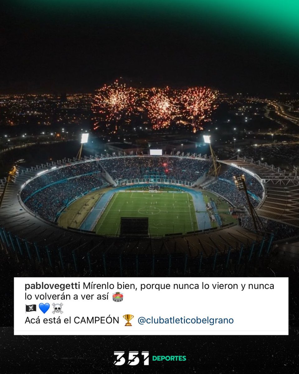 🏴‍☠️ “Nunca lo vieron y nunca lo volverán a ver así”.

✍🏻 Pablo Vegetti, capitán de #Belgrano, sobre el Mario Alberto Kempes en su Instagram.
