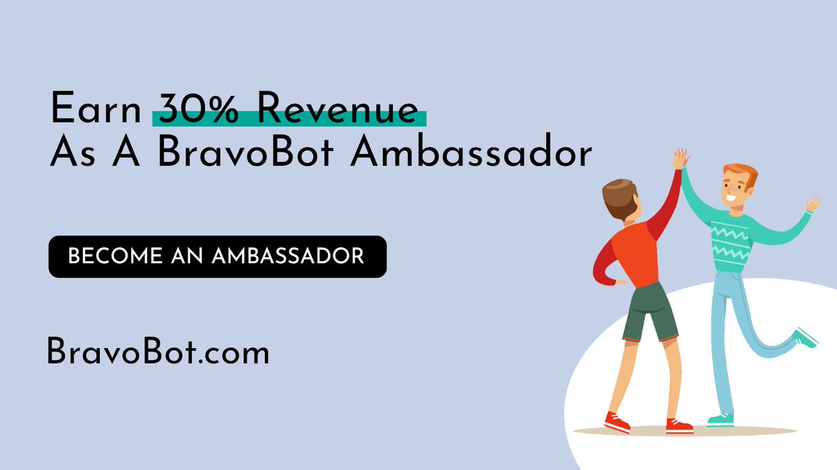BravoBot_com's tweet photo. Introducing BravoBot's Ambassador Program.
Earn 30% revenue from all of the users that you bring to BravoBot!
Find out more: https://t.co/83nz8VUPB1
#bravobot #crypto #cryptocurrency #algotrading #passiveincome #cryptobot #cryptocurrencybot https://t.co/UbdhMH8Jte