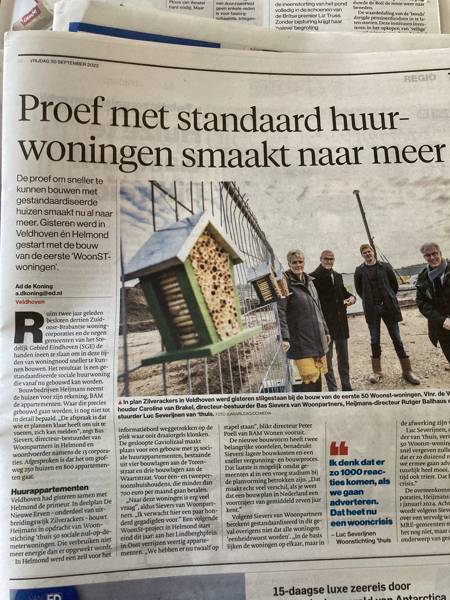 IngridBekker's tweet photo. @Woonpartners @MikelSegers @gemeenteHelmond @BAMWonen @StedelijkGebied Lees ik net in het #ED 😁 Goed bezig jij, jullie van @Woonpartners! https://t.co/Q3LmHYaqqW