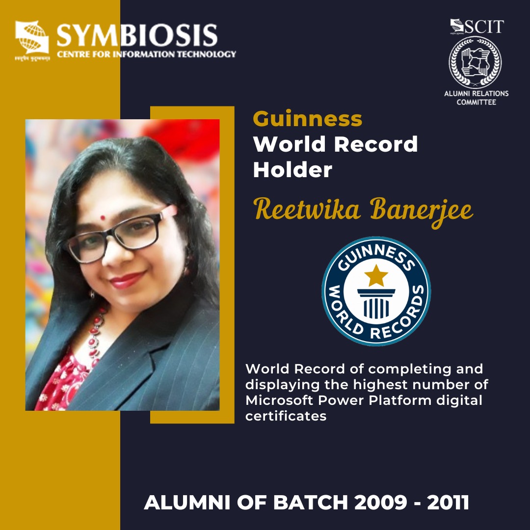 MBA_SCIT's tweet photo. The Alumni Relations Committee wishes you the heartiest congratulations on your recent Guinness world record for the ‘Largest online photo album of people displaying a digital certificate’
SCIT wishes for your fame and success!

#SCITAlumni #GuinnessWorldRecord #Scit #ProudMoment https://t.co/AsFuZQQ82M