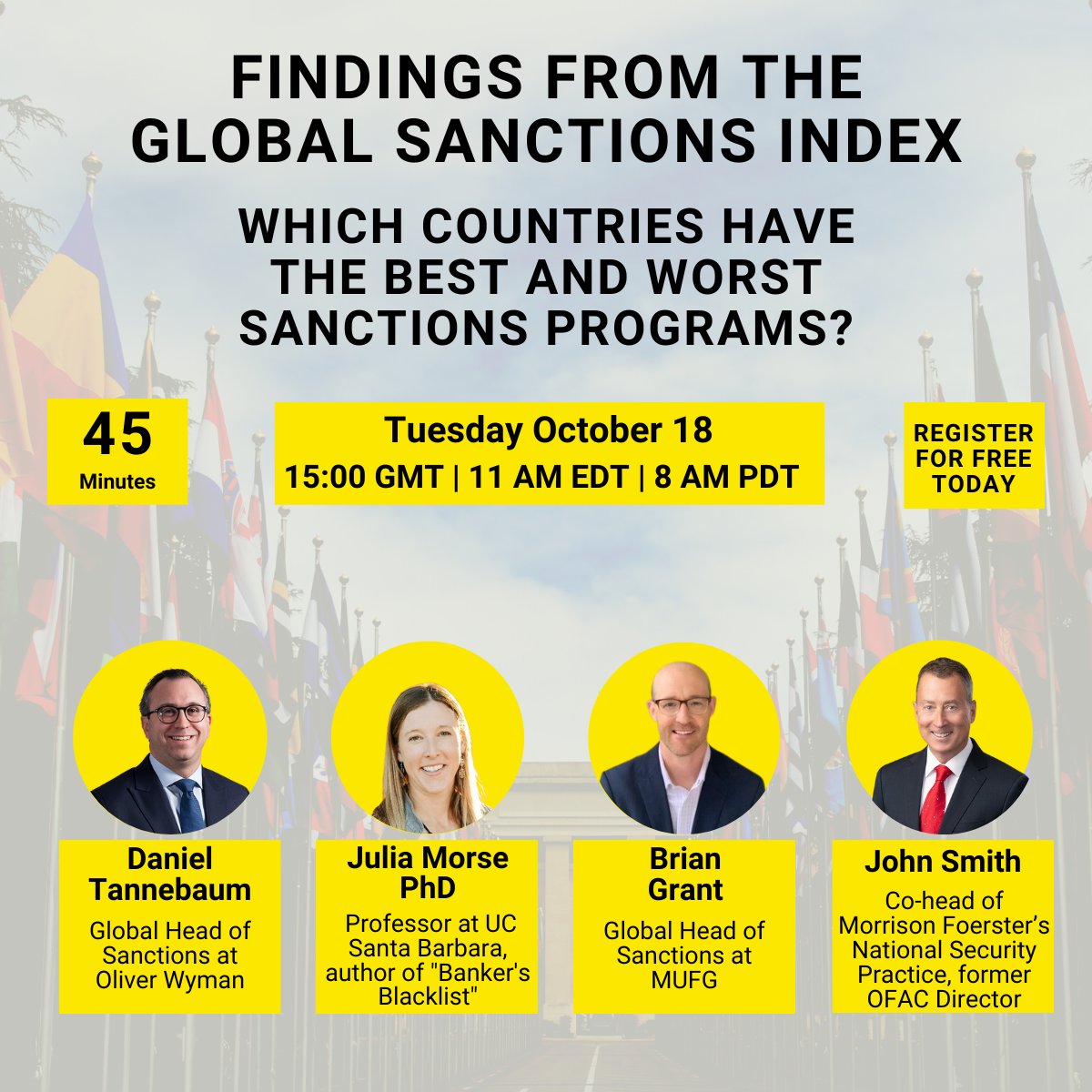 What makes a sanctions list useful? Which qualities impact compliance the most? 

Join us for a free webinar with former regulators discussing the Global Sanctions Index. 

Register today! 
zoom.us/webinar/regist…