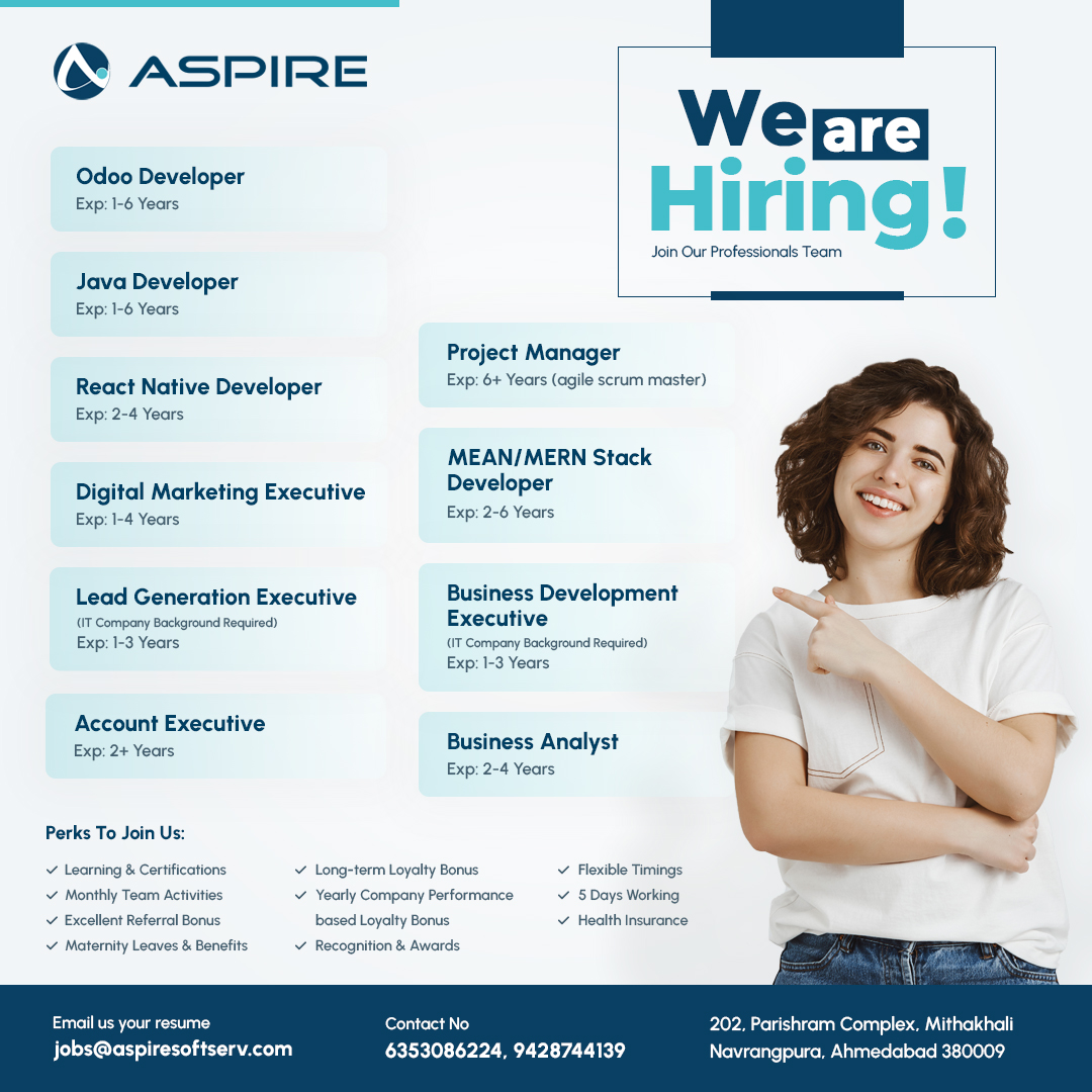 aspiresoftserv's tweet photo. Hello #Connections🙋‍♀️
Join our amazing team Kindly share your updated cv jobs@aspiresoftserv.com

#aspire #aspiresoftserv #aspirefamily #odoodeveloper #javadeveloper #reactnativedeveloper #leadgenerationexecutive #accountexecutive #projectmanager #meandeveloper #merndeveloper https://t.co/XiJdGIknjr