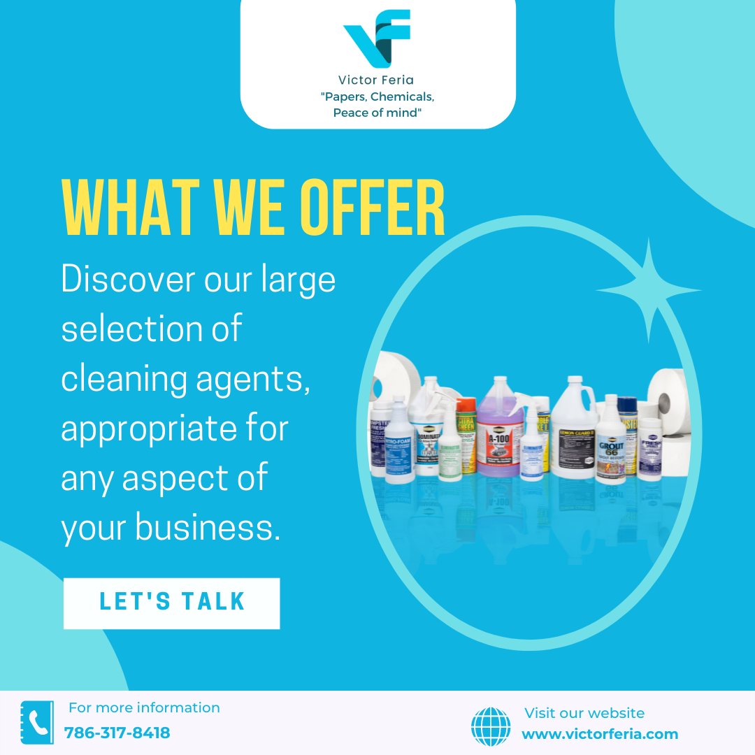 VictorFeria1's tweet photo. Whatever your cleaning needs are, we've got you covered.
Check out our website at 🌐 https://t.co/5b4RxxgbGR or 📞 call us at 786-317-8418 for more information!
#victorferia #paperdistributor #janitorialsupplies #janitorialproducts https://t.co/lahJk0akcr