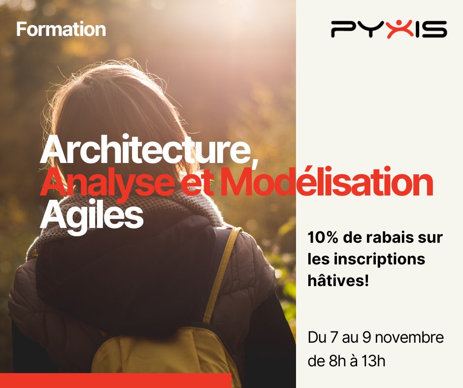 Vous êtes analyste, responsable de l’architecture ou leader technique? Découvrez l’impact des approches Agiles dans votre rôle grâce à notre formation Architecture, Analyse et Modélisation Agiles.

🗓️Formation du 7 au 9 novembre, de 8h à 13h
👉 bit.ly/3f8zoNz