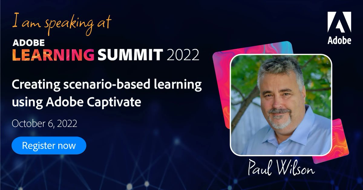 CaptivateTeachr's tweet photo. Are you attending the #AdobeLearningSummit at the Mirage in Las Vegas? Make sure you attend my session tomorrow: Creating scenario-based  learning using #AdobeCaptivate  
https://t.co/akpt8eSusD https://t.co/WLiwfsdhE6