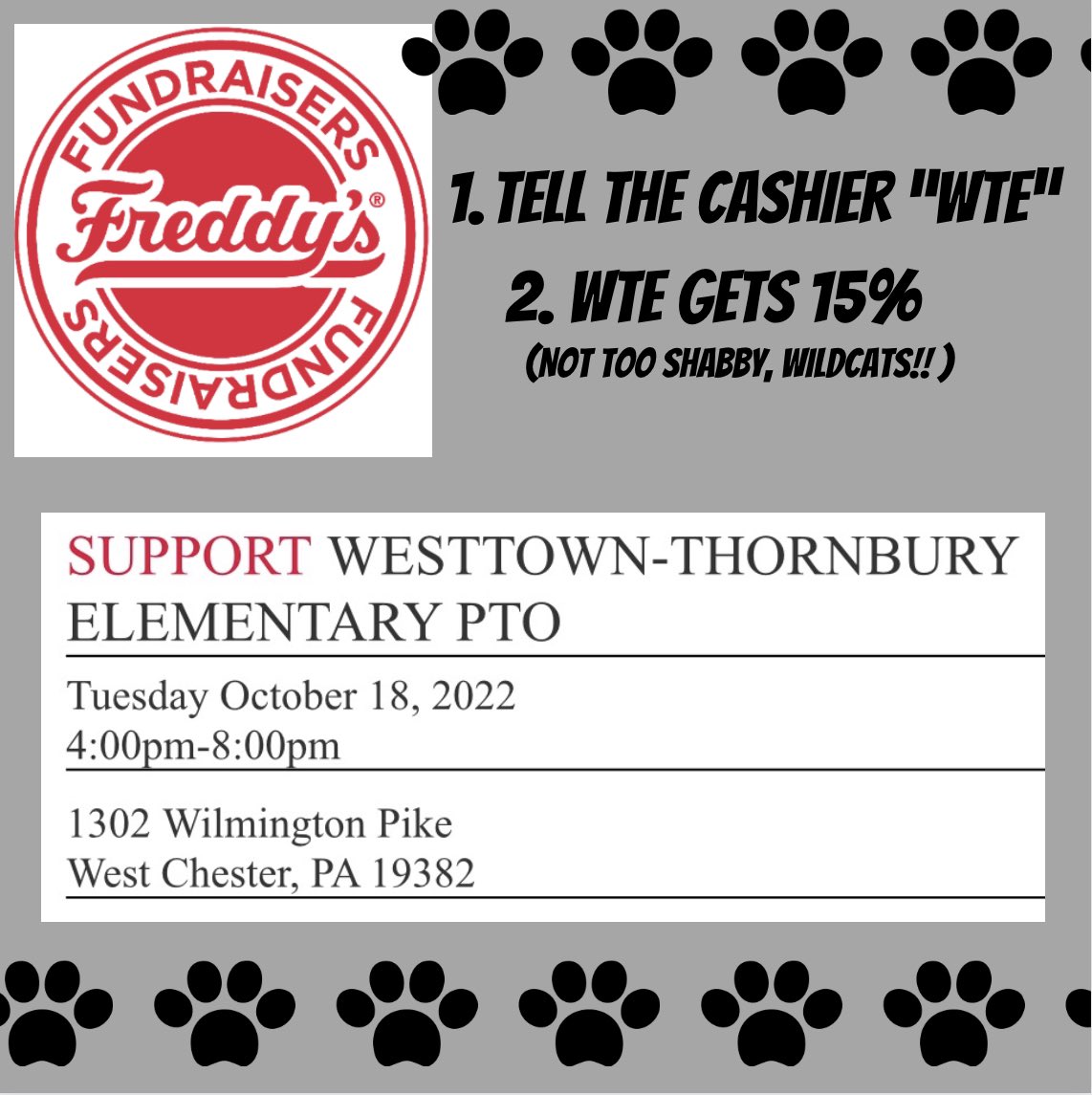 🐾 Hope to see lots of Wildcats at our first restaurant night!!!! 🐾