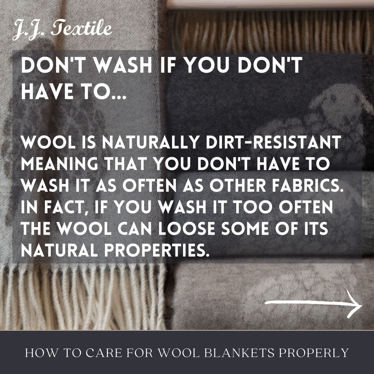 TextileJj's tweet image. It's a myth that wool is difficult to care for - actually, it's a lot easier than many other fabrics, in that it needs little to no maintenance. I wanted to share with you the simple steps to care for your wool blanket the right way...
#woolblanket #woolthrow #careguide #woolweek