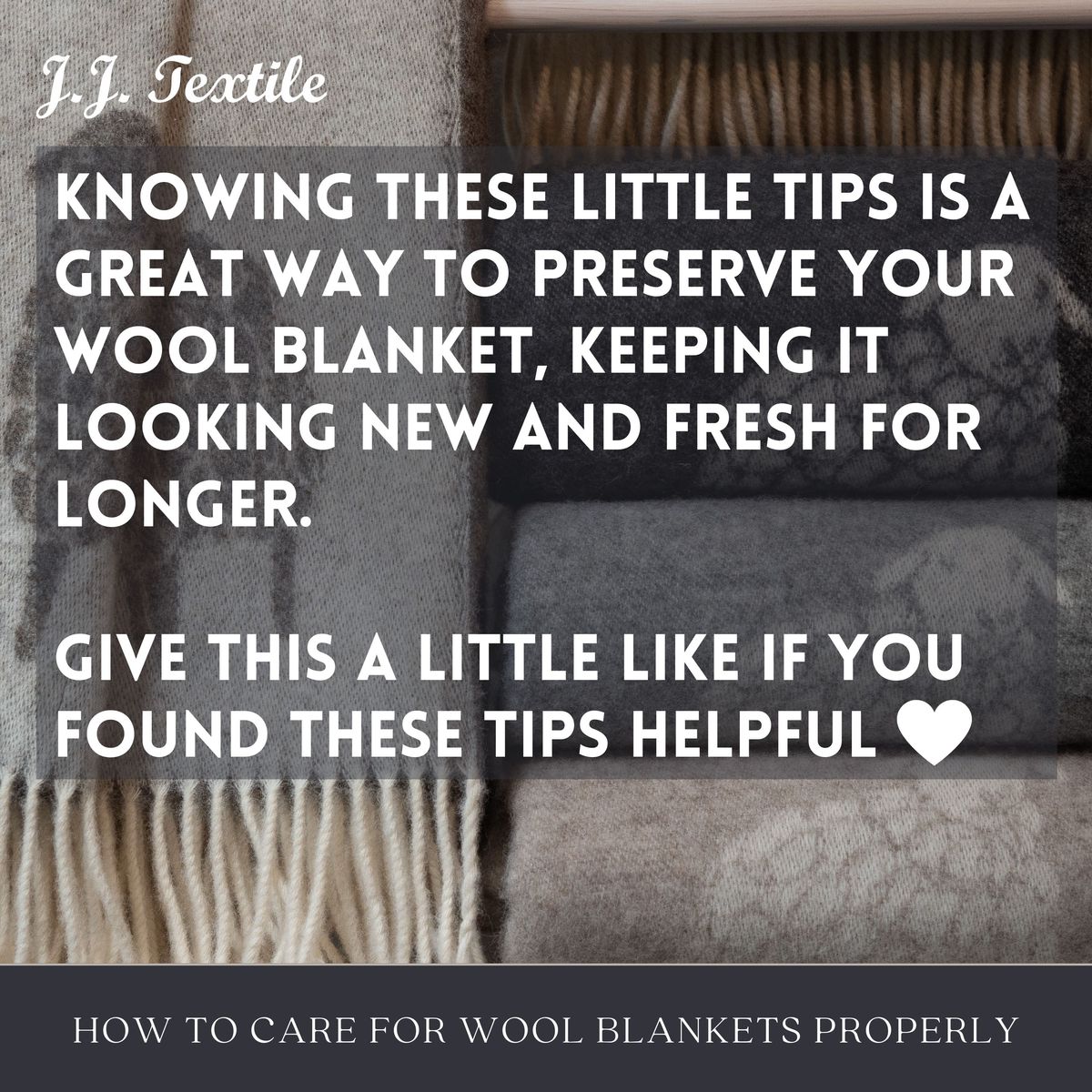 TextileJj's tweet image. It's a myth that wool is difficult to care for - actually, it's a lot easier than many other fabrics, in that it needs little to no maintenance. I wanted to share with you the simple steps to care for your wool blanket the right way...
#woolblanket #woolthrow #careguide #woolweek