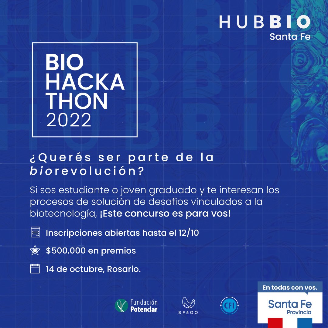 aceleralitoral's tweet photo. 🔬👩‍🔬👨‍🔬BIO HACKATHON🔬👩‍🔬👨‍🔬 ¡Inscripciones Abiertas!

📆 ¿Cuándo?: 14 de octubre  
💻 100% Presencial
🏆🏅 Más de 500.000$ en premios

Incribite en https://t.co/bUOV2tmkyp 

#biohackaton #bio #santafe https://t.co/qbYkN2xpCP