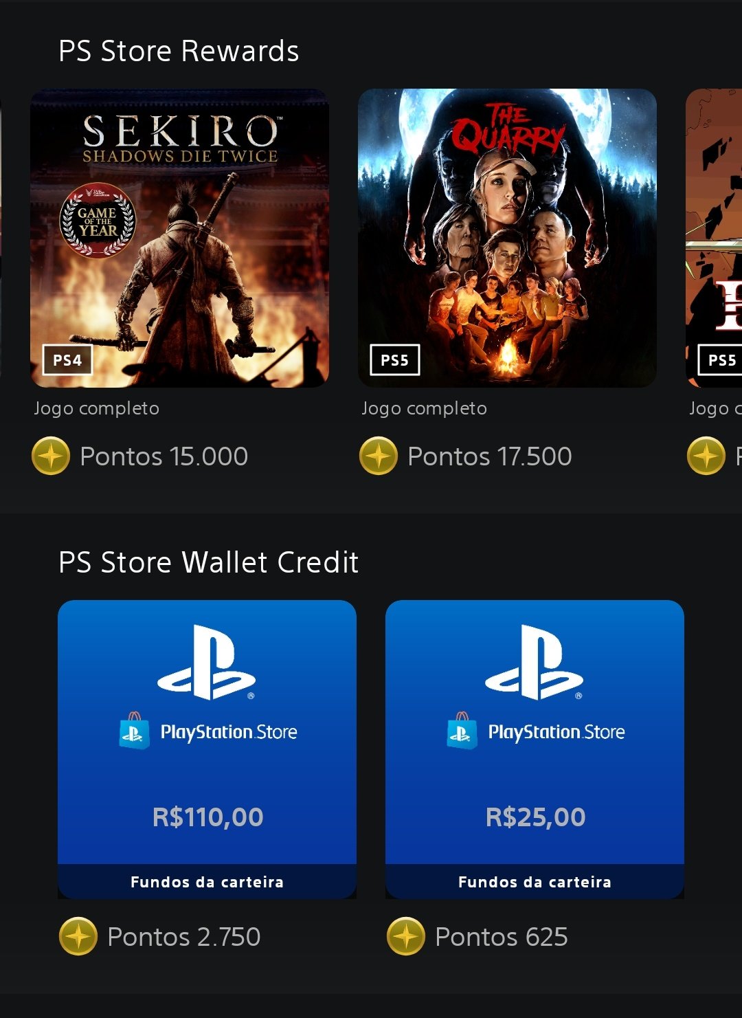 Vitor on X: PLAYSTATION STARS chegou hoje no Brasil É possível comprar 4  jogos com pontos e 2 opções de gift cards na store • 2750 pontos = R$110 •  625 pontos =