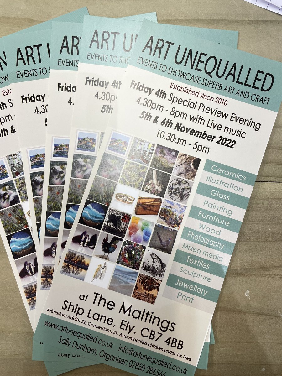artunequalled's tweet photo. Not long to go now until our winter event. We will be back at The Maltings, Ely riverside on 4th-6th November. We hope to see you there! 
#ely #artandcraftfair #meetthemaker #handmade #uniquegifts #elyriverside #eventsincambridgeshire #artinely https://t.co/NKoshbxHmW