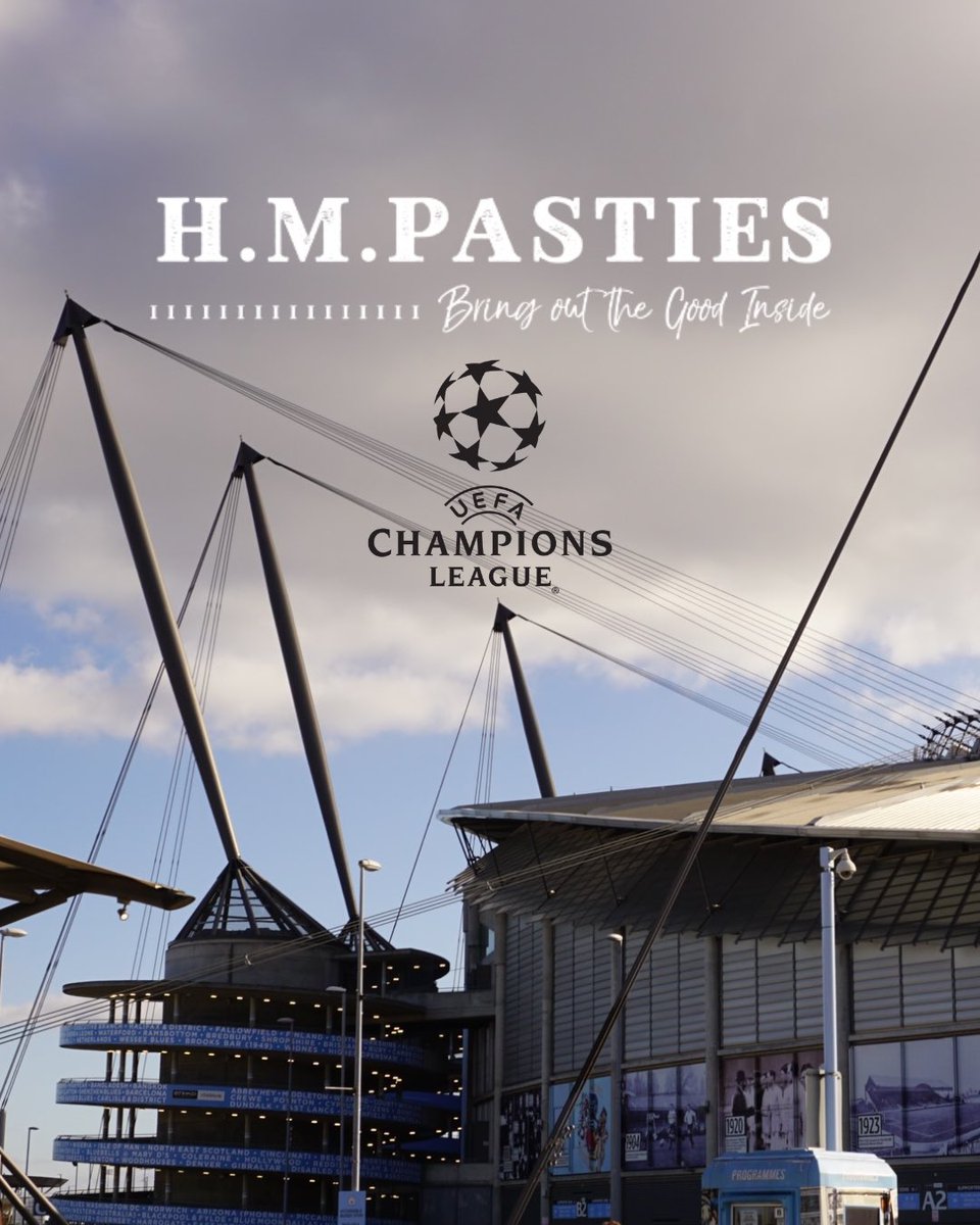 HMPasties's tweet photo. Who’s heading to the big game tonight?⚽️ 🏆 

We’ll be at our stall, it’s a perfect day for a pie &amp; chips dinner 🥧

#hmpasties #buysocial #ChampionsLeague #mcreats #mancity #pasties #pies #manchester #community #socialbusiness @ChampionsLeague https://t.co/TNFYGnmHif