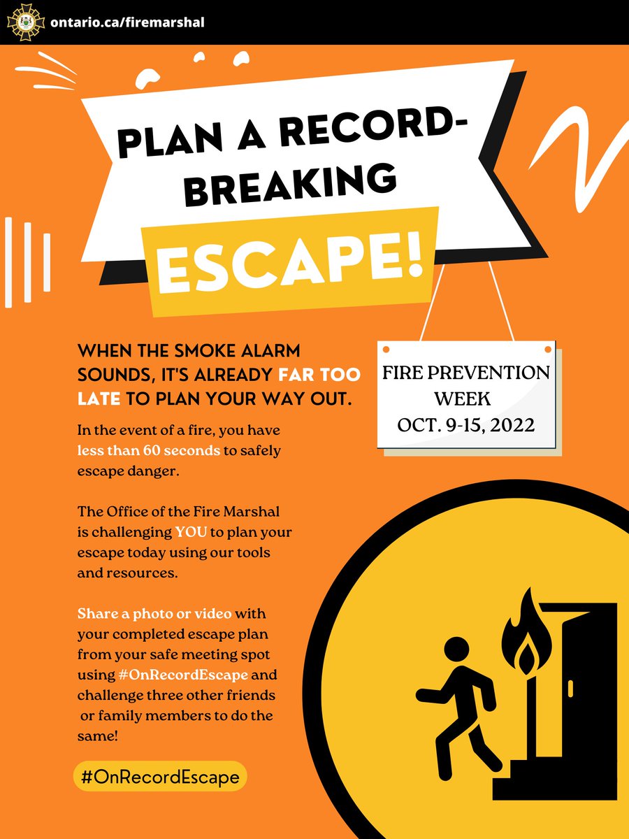 hanoverfd's tweet photo. Fire Prevention Week is October 9 to 15.  This year the focus is on planning your escape.  Smoke alarms give you advanced warning, but did you know that you only have approximately 60 seconds to escape danger in a fire?  #onrecordescape https://t.co/qD1dHiHJlo