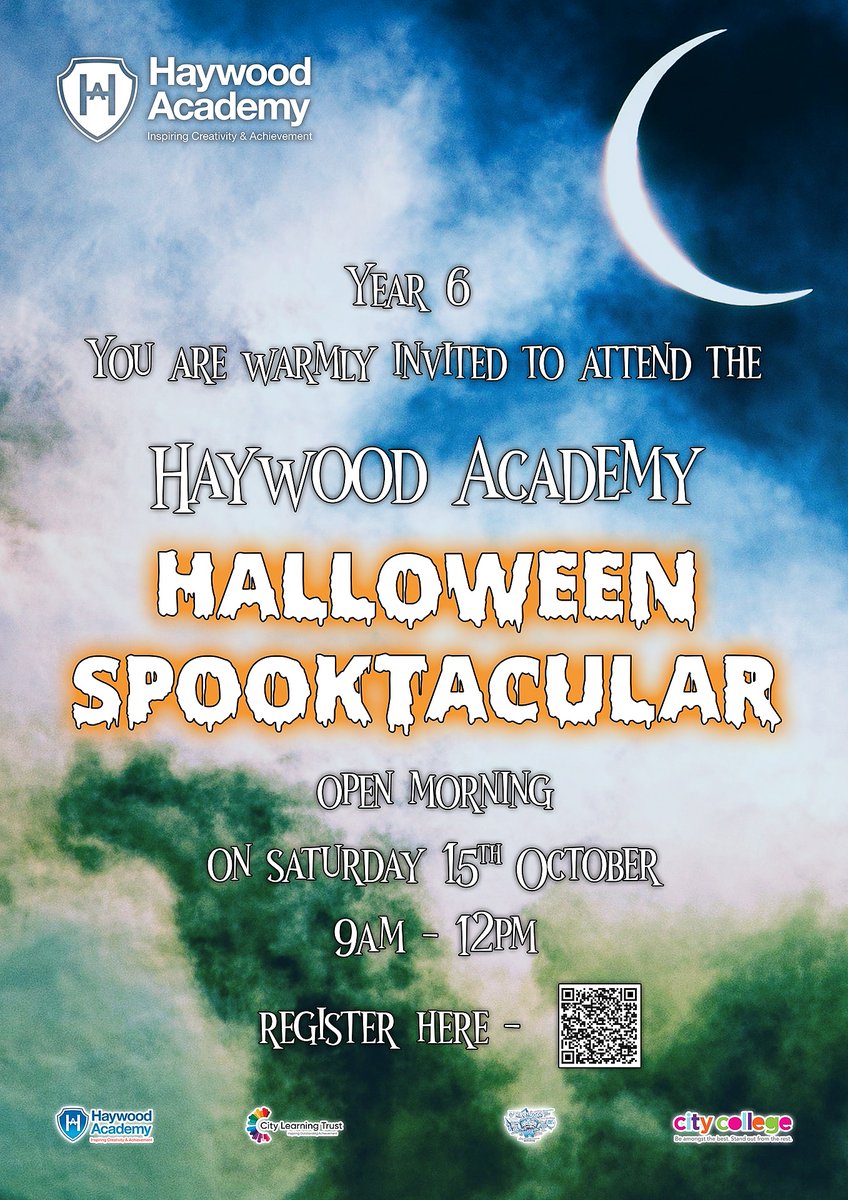 HaywoodAcademy's tweet photo. Calling all Y6 students - attend our spooktacular open morning to find out more about Haywood  Academy and why it's the high school for you! https://t.co/knT1XBwl8d
