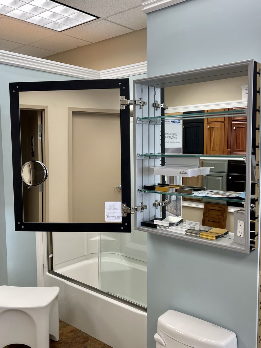 SofiaCabinets's tweet photo. Create a striking #bath silhouette with Sofiaโจ Shown is our immensely popular Metalika Collection medicine #cabinet in narrow matte black finish. As seen at New Britain #Plumbing Supply - #Hajoca Corporation in Berlin, Connecticut! #madeintheusa #sofiamedicinecabinets https://t.co/Q3TyfrXaPy