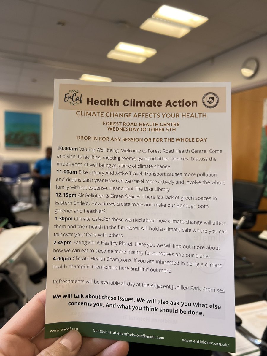 awgilbert11's tweet photo. Brilliant morning at the new MSK Hub - supporting the Enfield Climate Action Forum at Forest Health Centre.

Well done to @dannyfielder David &amp; Kato for superb talks. Great to give tours of our new MSK Hub clinic space to Enfield Residents @RNOHnhs @RoyalFreeNHS @719CHP @coopuk https://t.co/259b8ZrUdt