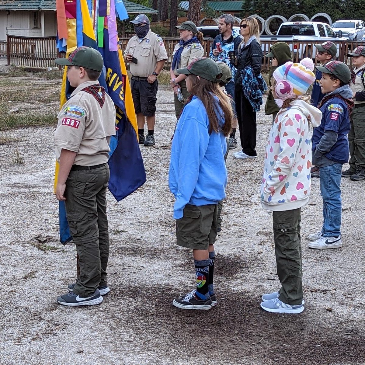 Pack1887's tweet photo. @Pack1887 camped at Webelos Woods 🏕 and earned 🏆… 
• Top campsite 
• Top Pack (for the Round Robin activities)
• Most unique trash item picked up 
It had to be because of the great breakfast they cooked up!🍳🥓 #Pack1887 #Webelos #ArrowofLights #AOL #CampEmerson #CubScouts https://t.co/fhqrfx0tlS