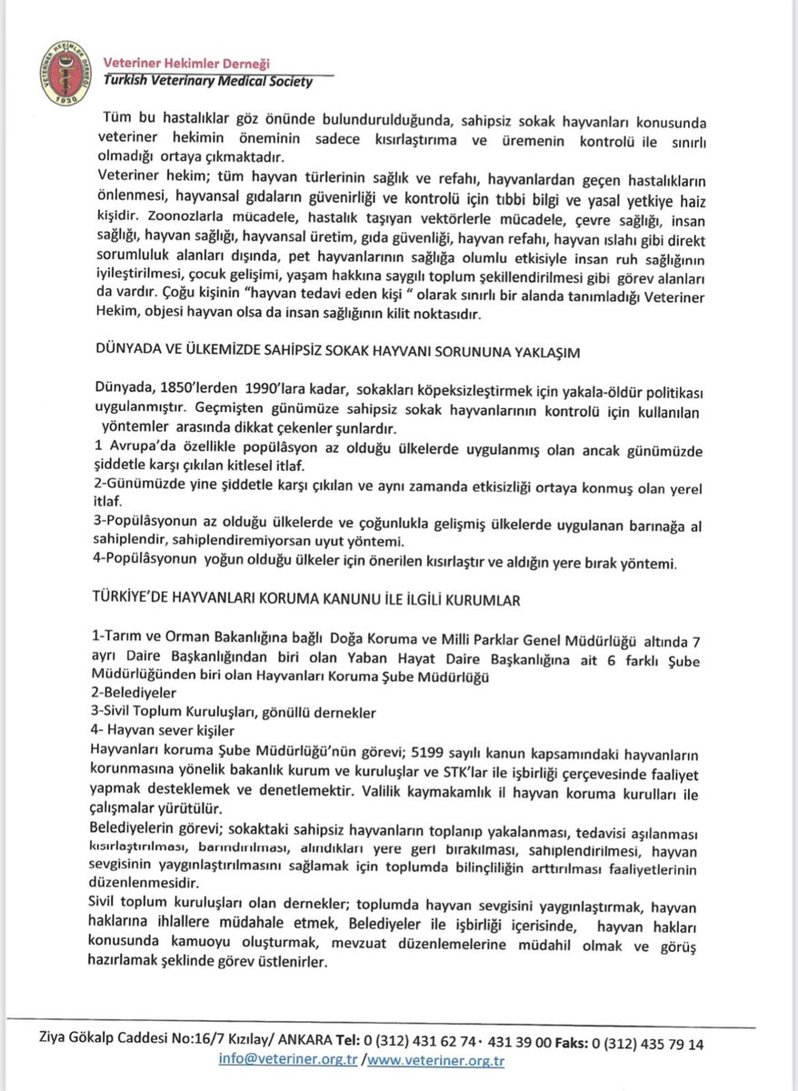 smailv283gmail1's tweet photo. Veteriner Hekimler Dernegi Sahipsiz Hayvanlar Raporu https://t.co/aikJXLN4eh