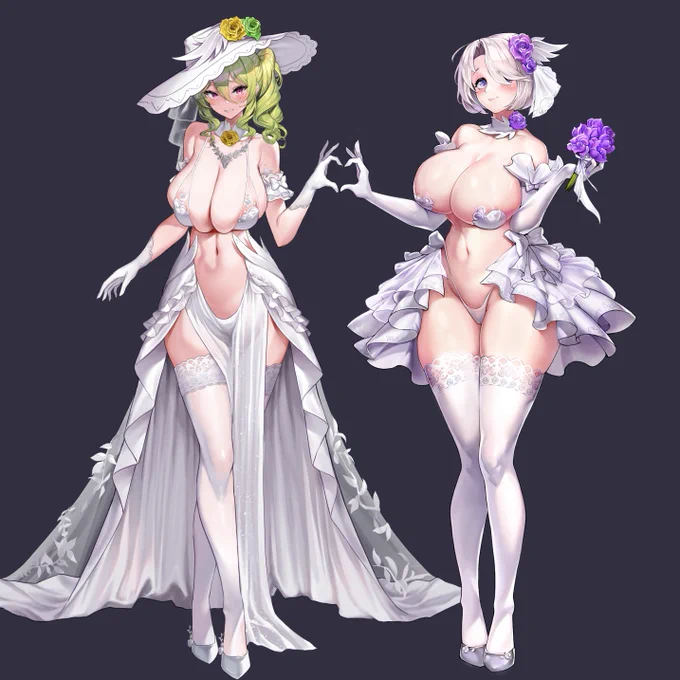 韓国版LastOriginにてエラトーのウェディングスキンを描かせていただきました～なげぇ谷間が描けて満足です。
姉のミューズのドレススキンと一緒に指ハートを作れるギミック付き!

#LastOrigin #ラストオリジン #ラスオリ 