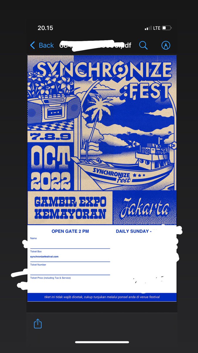 loeypen's tweet photo. WTS : 1 Ticket Daily Pass - Day 3 (Sunday) #SynchronizeFest 450K! Nego DM!

COD : Slipi, Jakarta Barat https://t.co/sxanoGXtoW