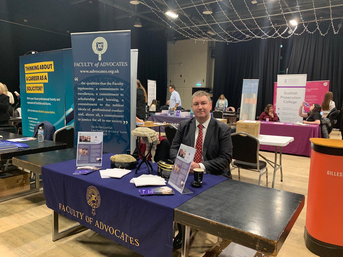Pleased to be representing <a href="/FacultyScot/">Faculty of Advocates</a> at the <a href="/UoDCareers/">Careers, UoD</a> fair. Lovely to meet so many students today! #UoDLegalFair