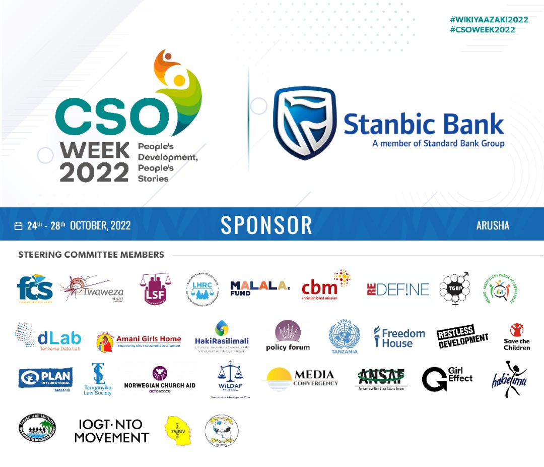 CSOWeek's tweet image. We are excited to welcome @StanbicBankTZ as a #CSOWeek2022 sponsor.

Register Now to attend the @CSOWeek via csoweek.info 

#WatuNaMaendeleo
#WikiYaAzaki2022