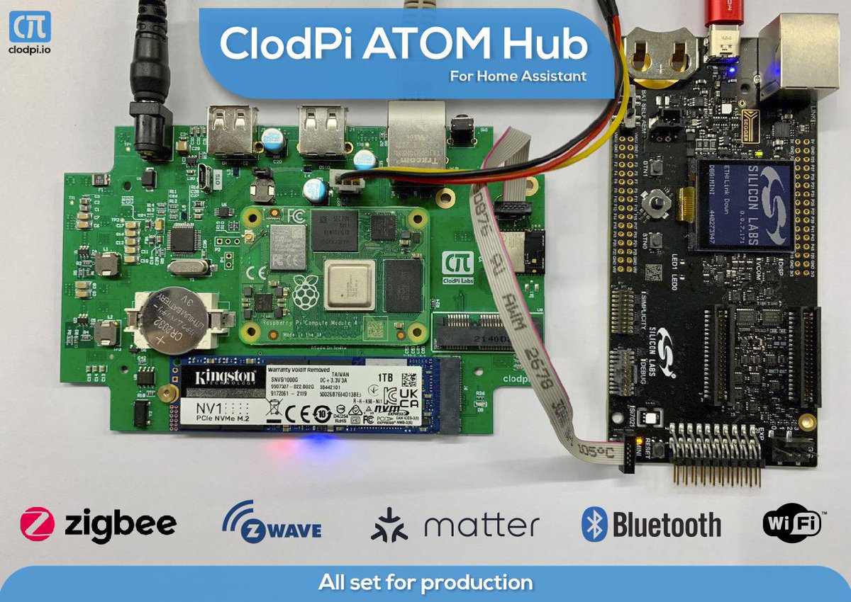 Don't blink!

ClodPi ATOM Hub for <a href="/home_assistant/">Home Assistant</a> is ready for Production!

Join the waitlist clodpi.io/clodpiatomhub
Shipping: Dec'22 

#matter <a href="/csaiot/">Connectivity Standards Alliance</a> #zigbee <a href="/ZWave/">Z-Wave</a> <a href="/TheThreadGroup/">Thread Group</a> #WiFi #Bluetooth <a href="/siliconlabs/">Silicon Labs</a> <a href="/TXInstruments/">Texas Instruments</a> <a href="/tweethue/">Philips Hue</a> <a href="/tuyasmart/">Tuya Smart</a> <a href="/IKEA/">IKEA</a> <a href="/esphome_/">ESPHome</a> #homeassistant