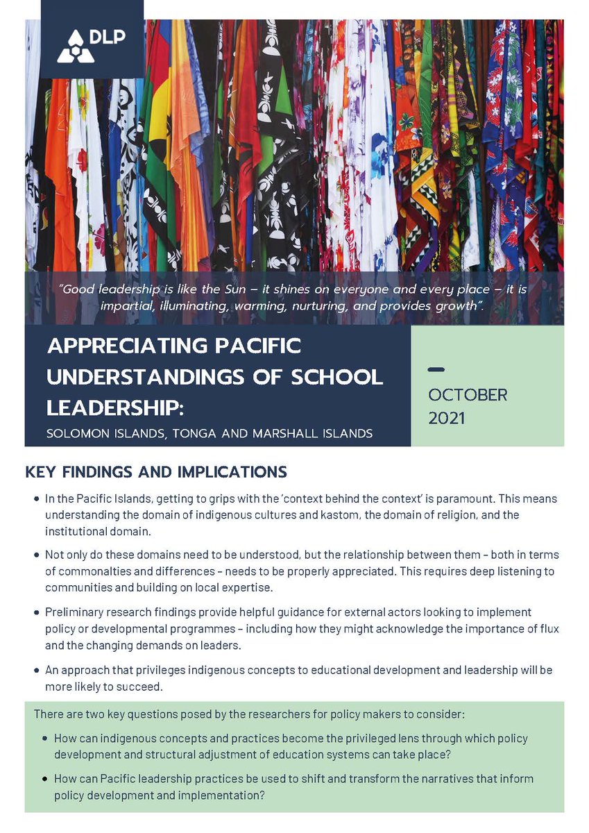 This #WorldTeachersDay2022, we invite you to explore #Pacific concepts of #leadership in education: dlprog.org/publications/o…
 #SDG4 <a href="/dfaavae/">David T. M. Fa'avae</a> <a href="/waikato/">The University of Waikato 🎓</a> <a href="/UniSouthPacific/">The University of the South Pacific</a>