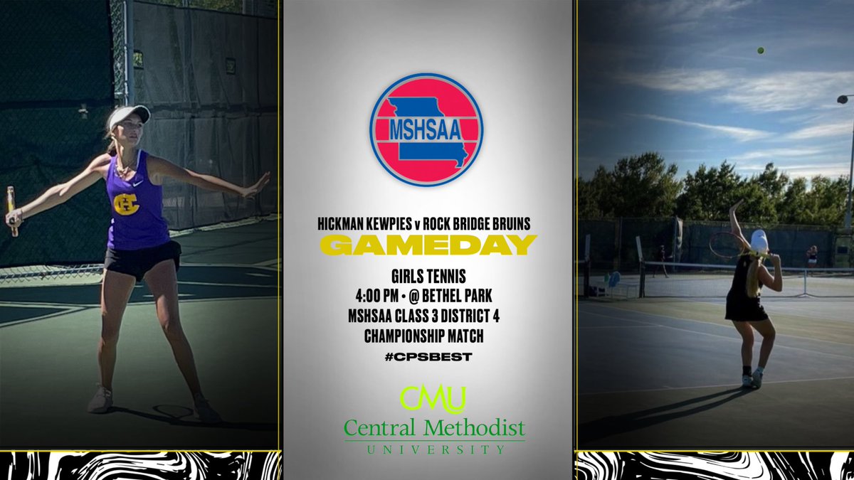 Hickman vs Rock Bridge at 4:00 pm at Bethel Park for the Class 3 District 4 Girls Tennis Championship! Good luck to both teams!