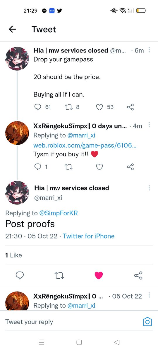 SimpForKR's tweet photo. Tysm @marri_xi  for buying my gamepasses!! 
(sorry for tagging) https://t.co/n0COxPZr0d