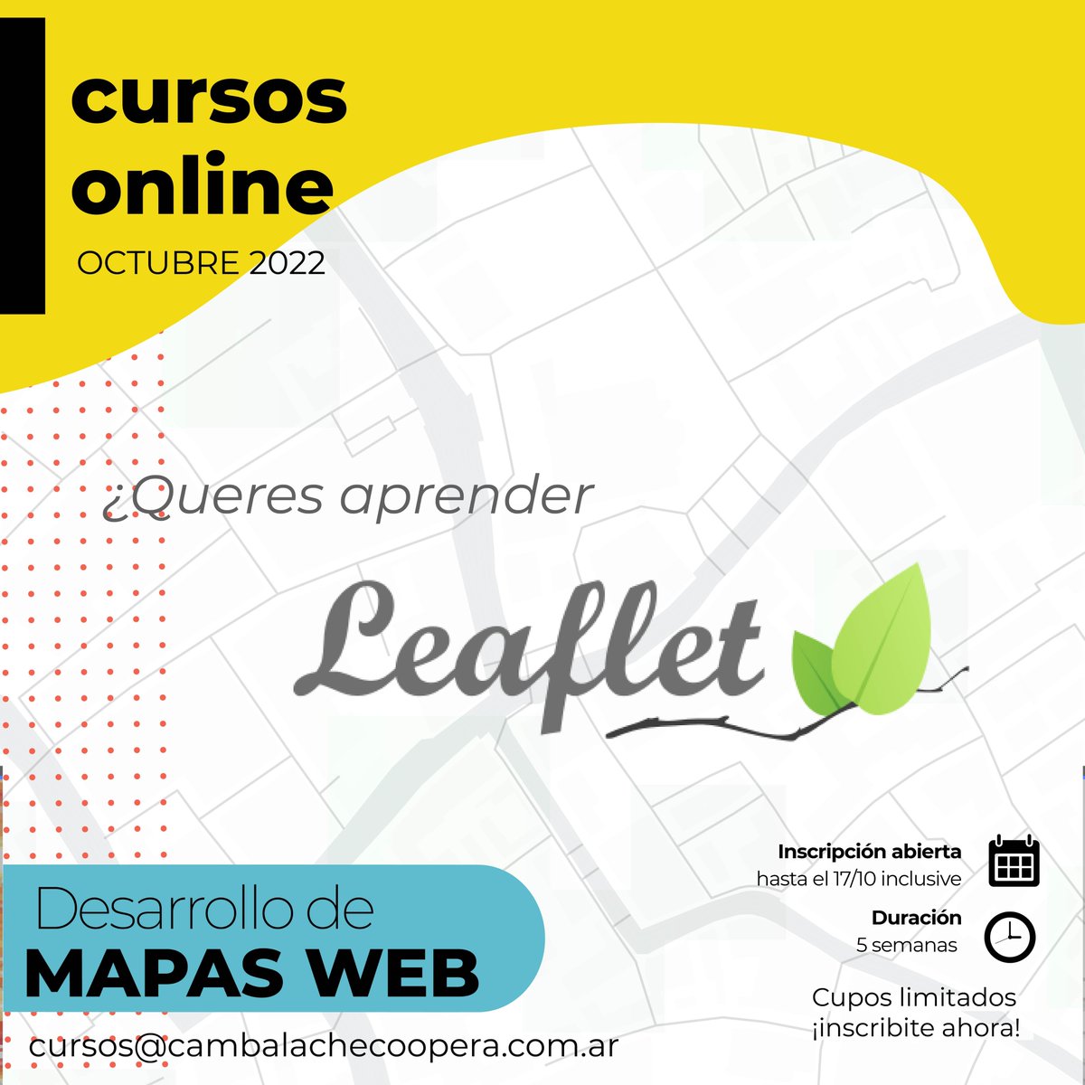 cambalachecoope's tweet photo. 🤓Te contamos todo, pasa por nuestro IG 👉 https://t.co/KszKslOW4b Este curso de #DesarrollodeMapasWeb es el último del año 💥😍
#geografia #cursos #programacion #sistemasdeinformaciongeografica #geographicinformationsystem #desarrolloweb #mapas #QFIELD #OSMTracker #KoboCollect. https://t.co/VBDM1iQdzw